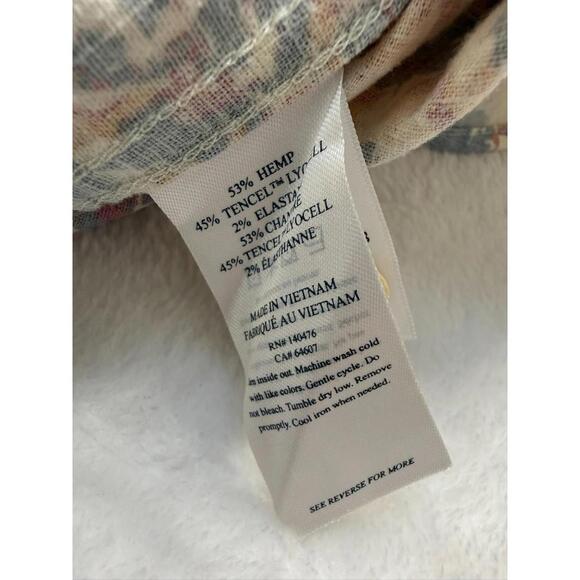 Faherty Hemp Breeze Shirt Blue Pink Floral Short Sleeve Button Down Large - Picture 4 of 7